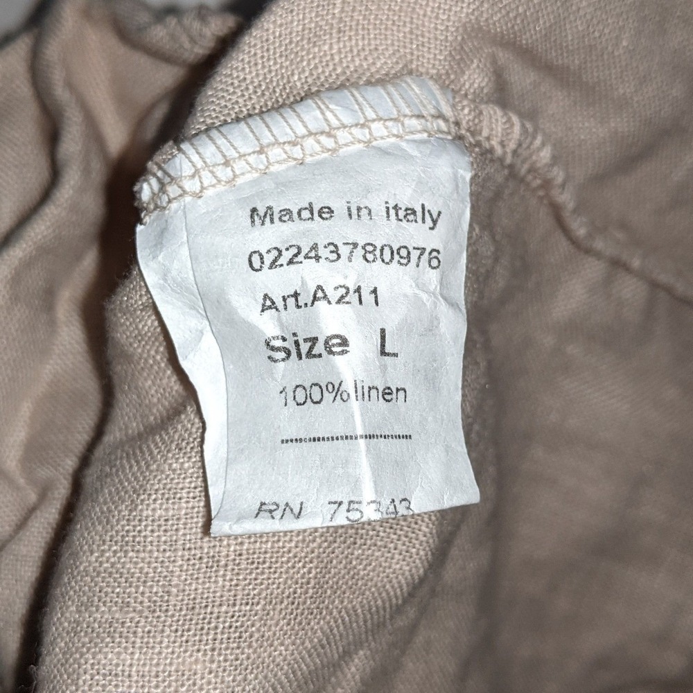 Stella Martini Italy Womens Linen Shift Dress Beige Tie Neck Sleeveless Art A211 - Picture 5 of 16